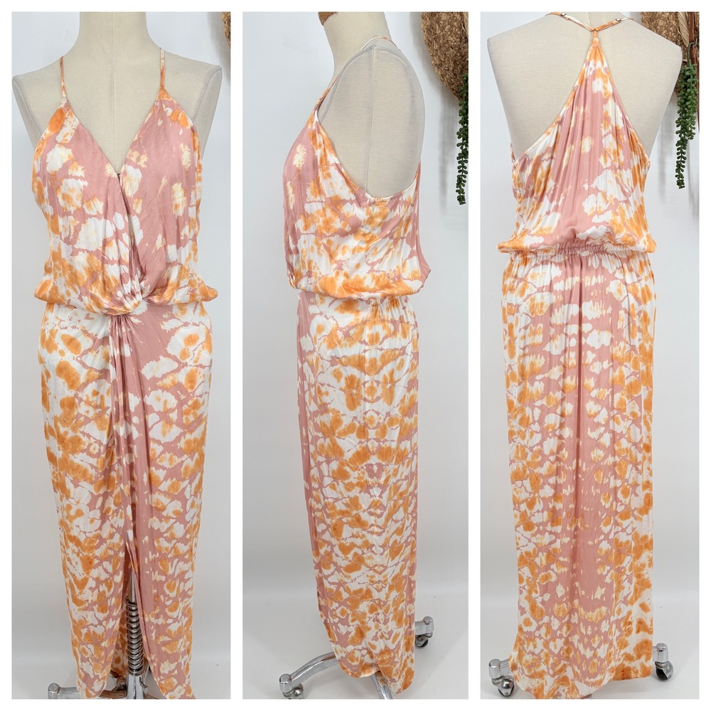 Young Fabulous & Broke Siren Slip Twist Front Maxi Dress Sunwashed Boa Pink M